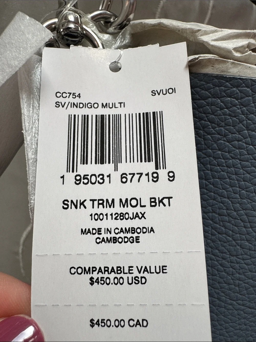 Coach Snake Trim Mollie Bucket Bag in Indigo (NWT, CC754)